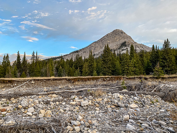 Sentry Peak rises over Indianhead Creek.
