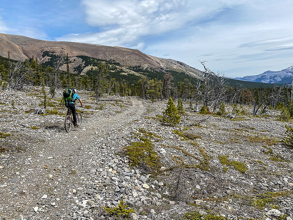 Biking over the SE shoulder of Lost Guide.