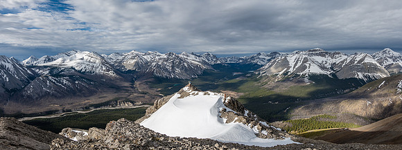 Phil is tiny on the lookout with the upper Clearwater valley stretched out below.
