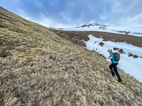 Phil ascends easy west slopes of Sentry Peak.