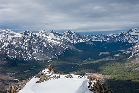 Phil checks out the cairn on the lookout.