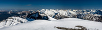 Views south from Tinda to Banff (R).