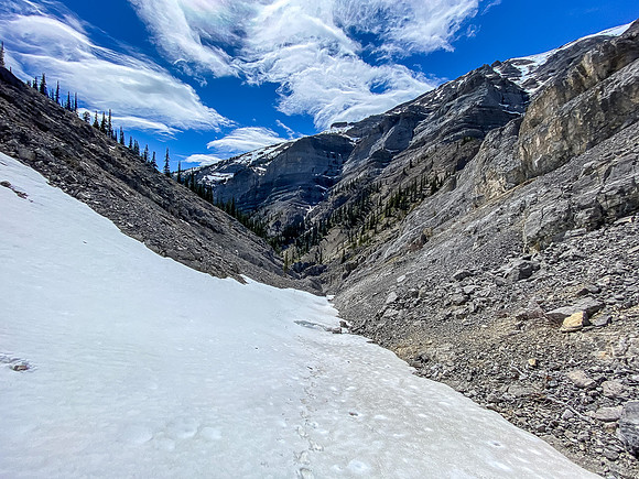 Wild views back down the hidden gully.