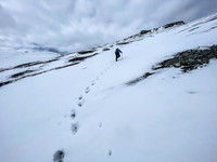 Using snow to our advantage up the huge south gully.