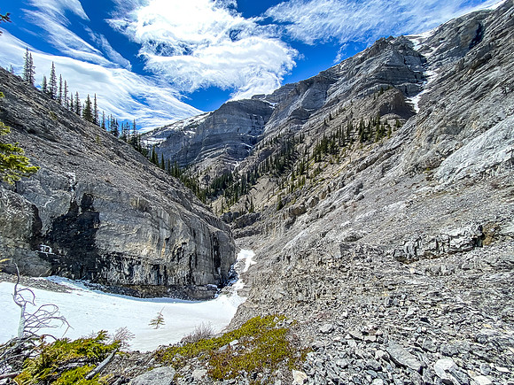 Wild views back down the hidden gully.