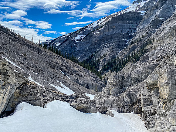 Wild views back down the hidden gully.
