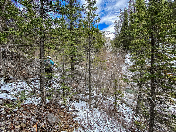 There is some light bushwhacking in the south drainage.