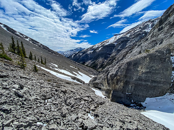 Wild views back down the hidden gully.