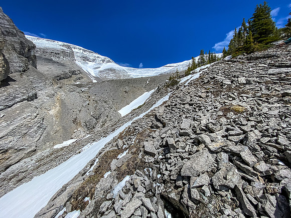 We deviated out of the gully on climber's right but didn't have to.