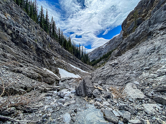 Wild views back down the hidden gully.