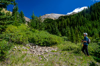 Hiking up the lower access drainage from Wigmore Lake.