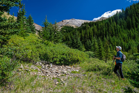 Hiking up the lower access drainage from Wigmore Lake.