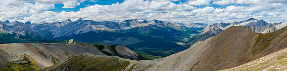 Views over the west ridge to Snow Creek Summit with Prow and Melanin visible.