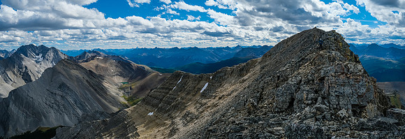 Hiking back up the west peak - easy scrambling.