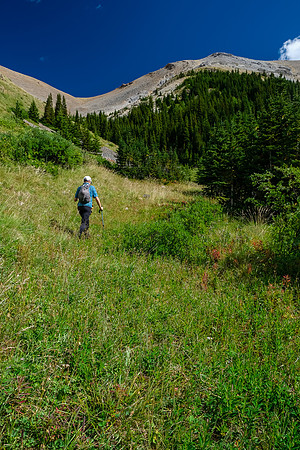 Hiking up the lower access drainage from Wigmore Lake.