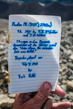 Rick Collier's summit register. We were the next party here, 27 years later!