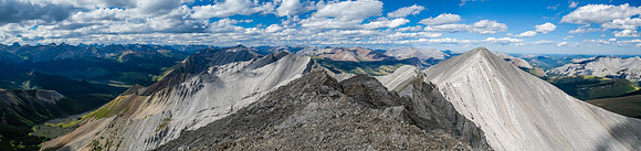 Views north to Melanin, Gable, Barrier and Dormer. The east peak of Panther at right.