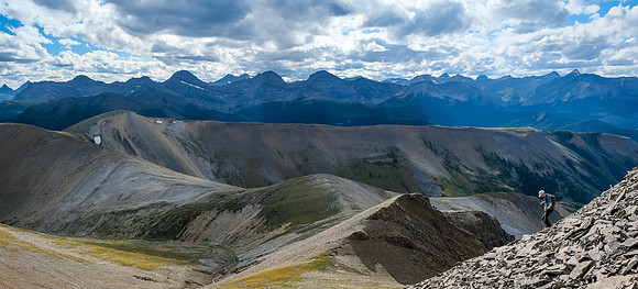 Descending the west ridge in late afternoon light.