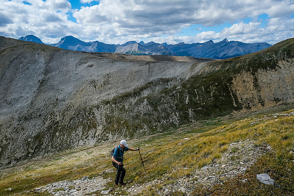 Starting up Panther Mountain's easy west slopes.
