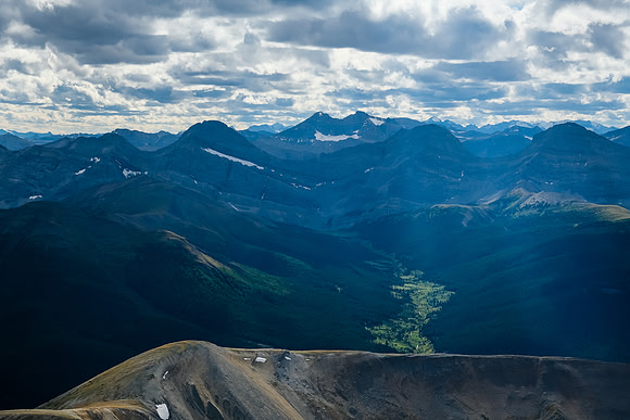Descending the west ridge in late afternoon light.