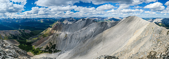 Views to the middle peak (R) and north over the Panther River valley.