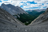 Descending the huge gully.
