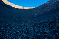 Grinding our way up the foreshortened, easy access gully.
