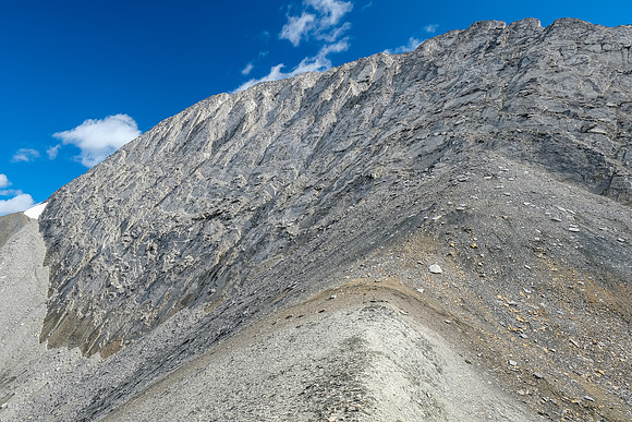 Views along the upper west face. We went left to the snow patch and up from there.