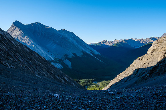 Views back down the gully across the Cascade River valley below.