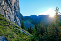 Views along the steep east walls as we approach the access gullym