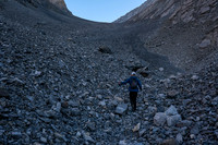 Grinding our way up the foreshortened, easy access gully.