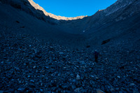 Grinding our way up the foreshortened, easy access gully.
