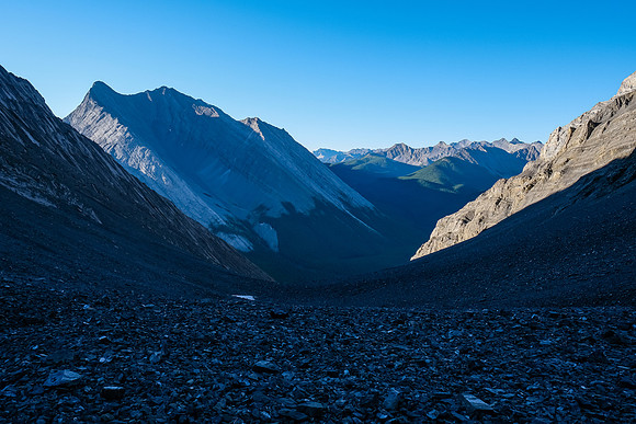 Views back down the gully across the Cascade River valley below.