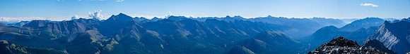 Views to Puma (L), Aylmer and down the Cascade River valley (R).