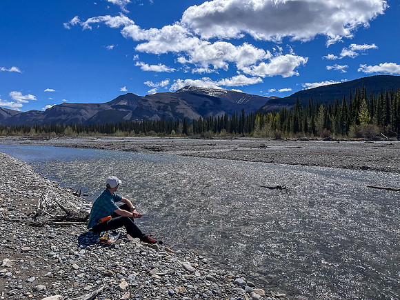 Taking a break at the Clearwater River crossing.