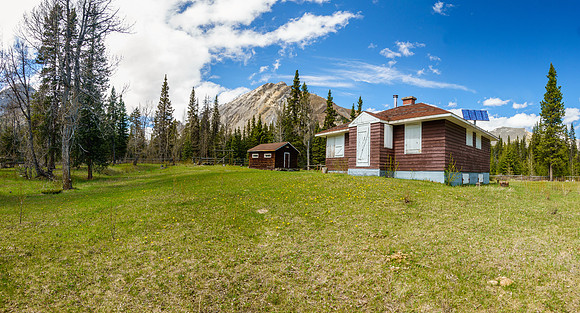 Hiking past the Indianhead Lodge patrol cabin.