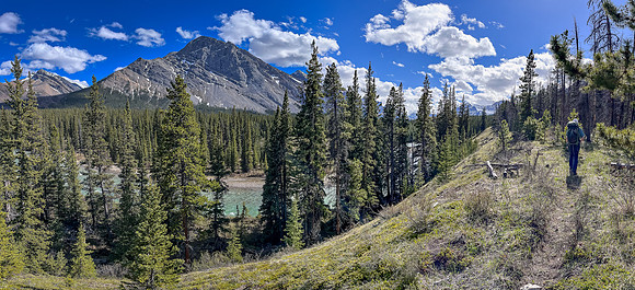 Hiking the Clearwater Trail from Malloch Meadows to Trident Lake.
