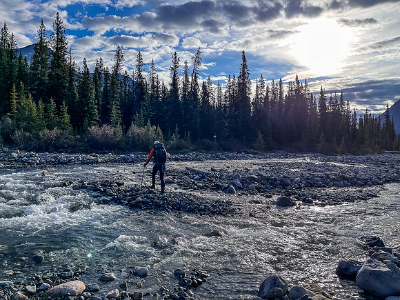 Hiking the Clearwater Trail - crossing Malloch Creek.