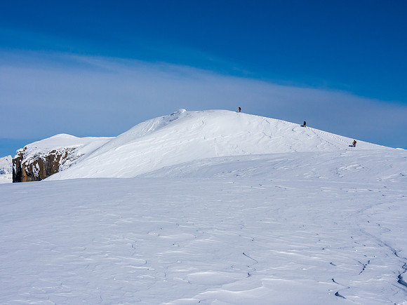 Raf, Adam and Jay make their way, on foot, to the summit of North Twin.
