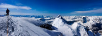 Ferenc on the summit of North Twin with Columbia, South Twin, West Twin and King Edward visible.