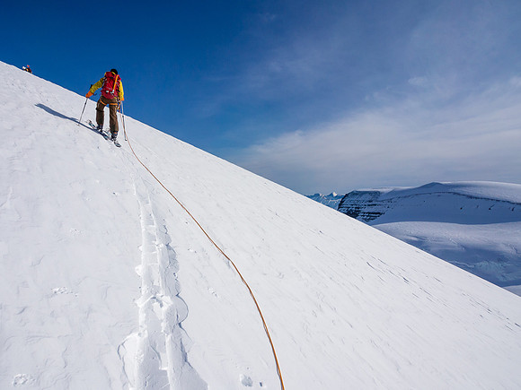 TJ breaks a nice gentle trail up North Twin.