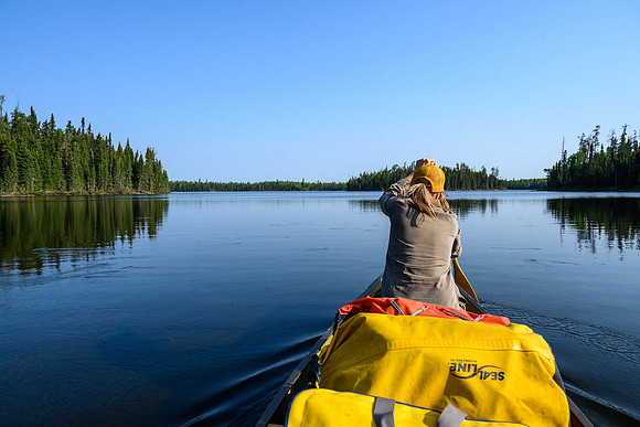 Paddling Johnson Lake.