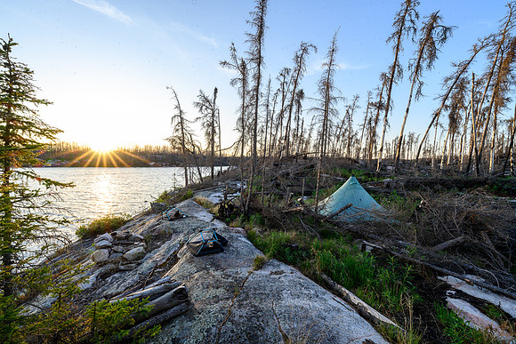 Crystal Lake tent site in the burn.