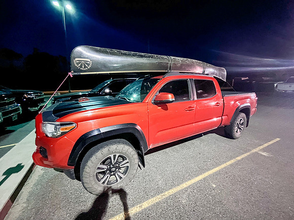 Parked at the hotel in Red Lake.