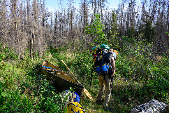 Portaging between Crystal and Indian House Lake.