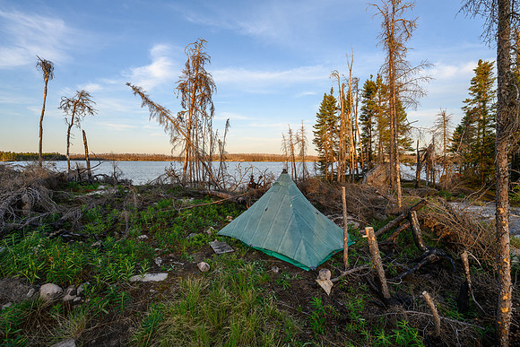 Crystal Lake tent site in the burn.