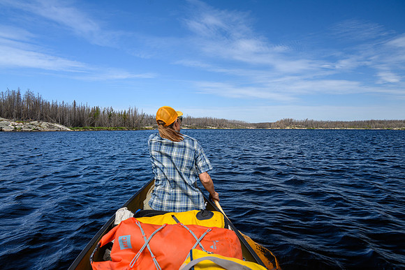 Traveling between Crystal and Indian House Lake.