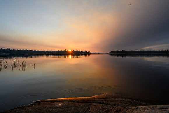 Sunset over Mountain Lake with the Devil Lake fire.