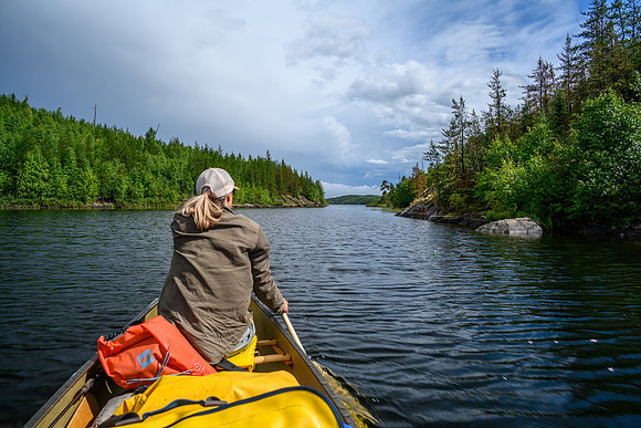 Paddling out of Wapassini Lake towards Robertson Lake.