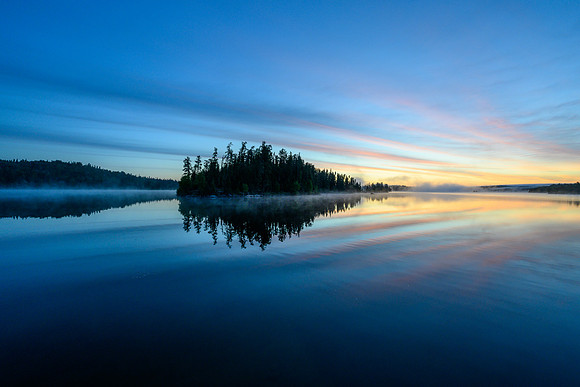 Sunrise from the best camp of the trip on Robertson Lake.